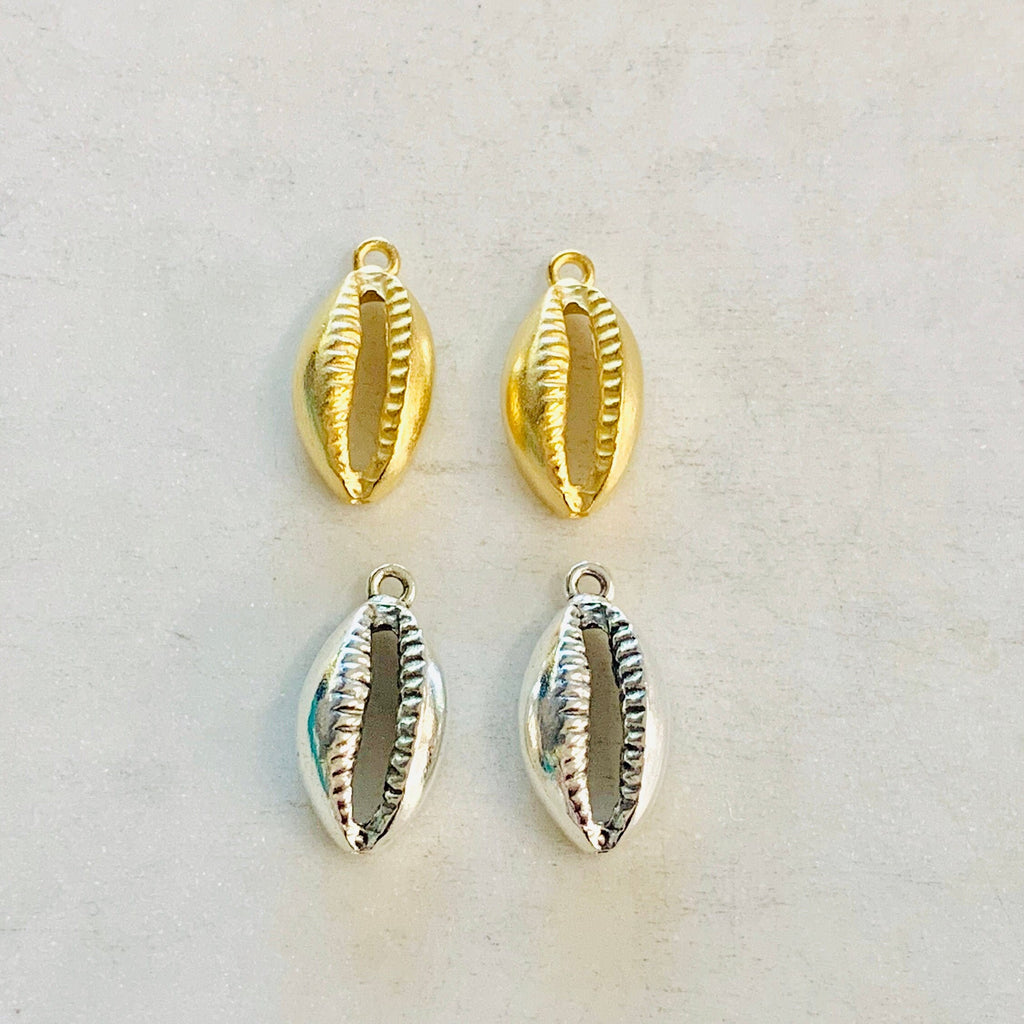 Pewter Large Tiger Cowrie Shell Ocean Nautical Charm Pendant