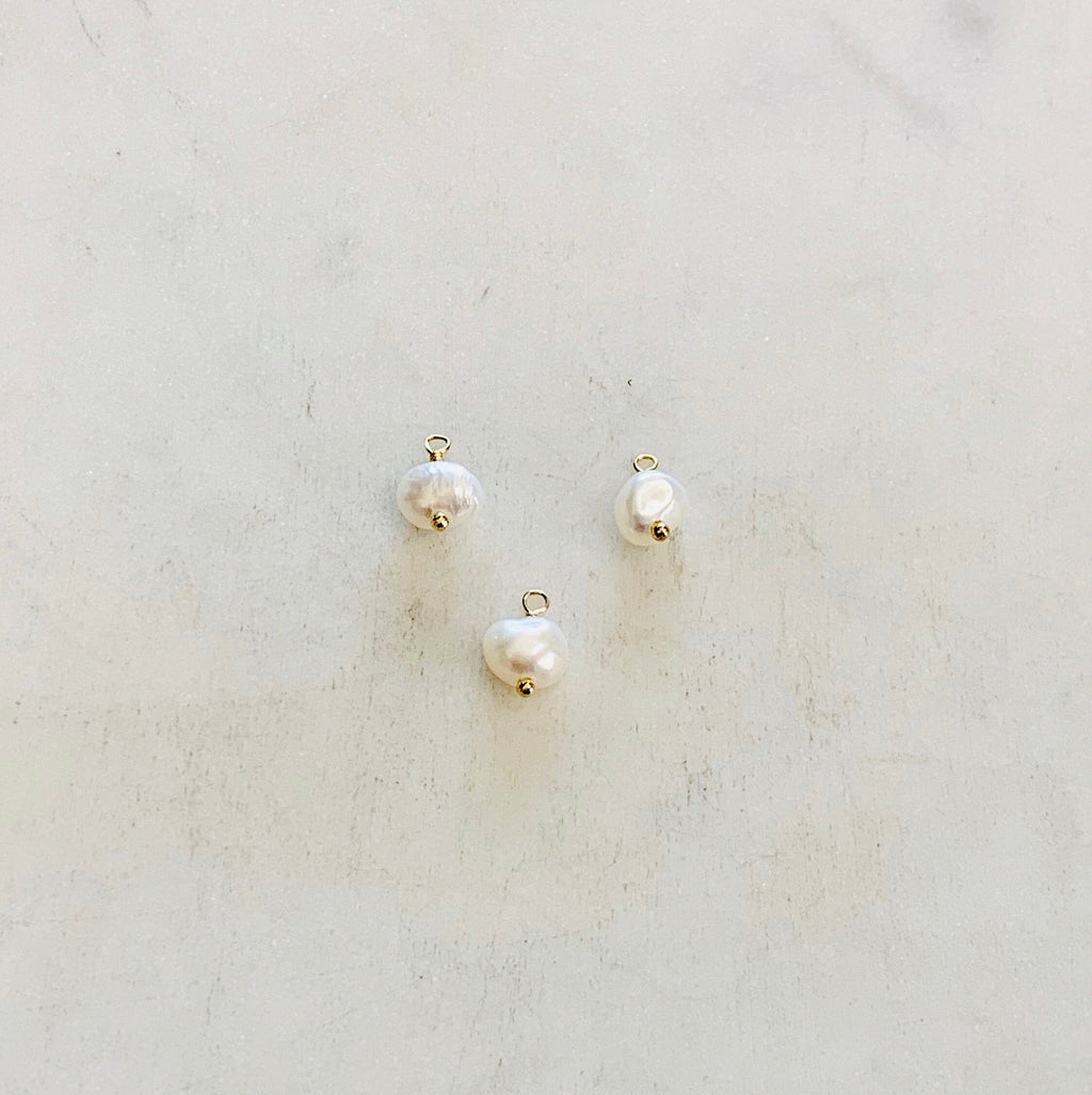 Gold Plated or Rhodium Plated or Silver Tiny Wire Wrapped Freshwater Pearl