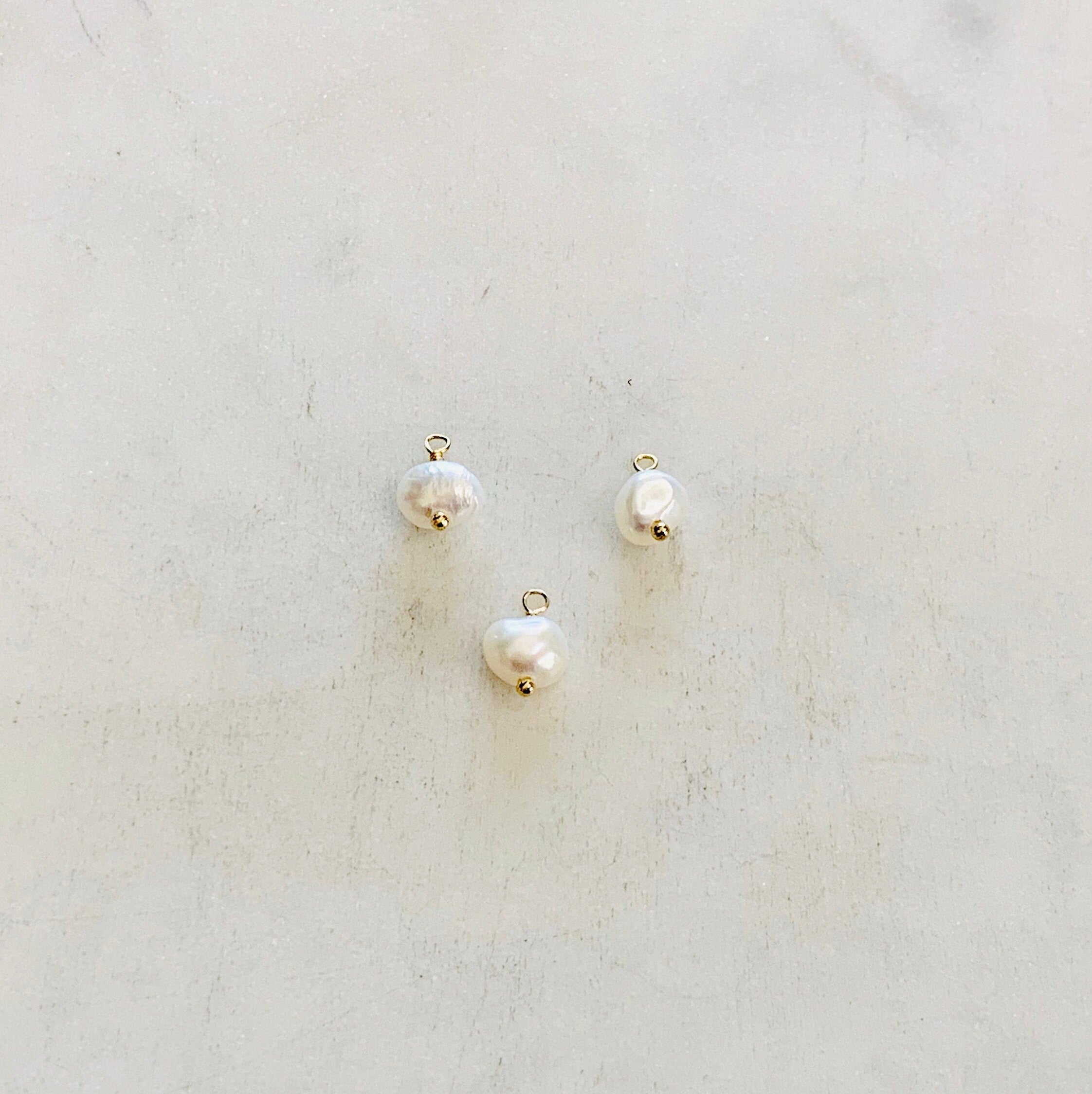 Gold Plated or Rhodium Plated or Silver Tiny Wire Wrapped Freshwater Pearl