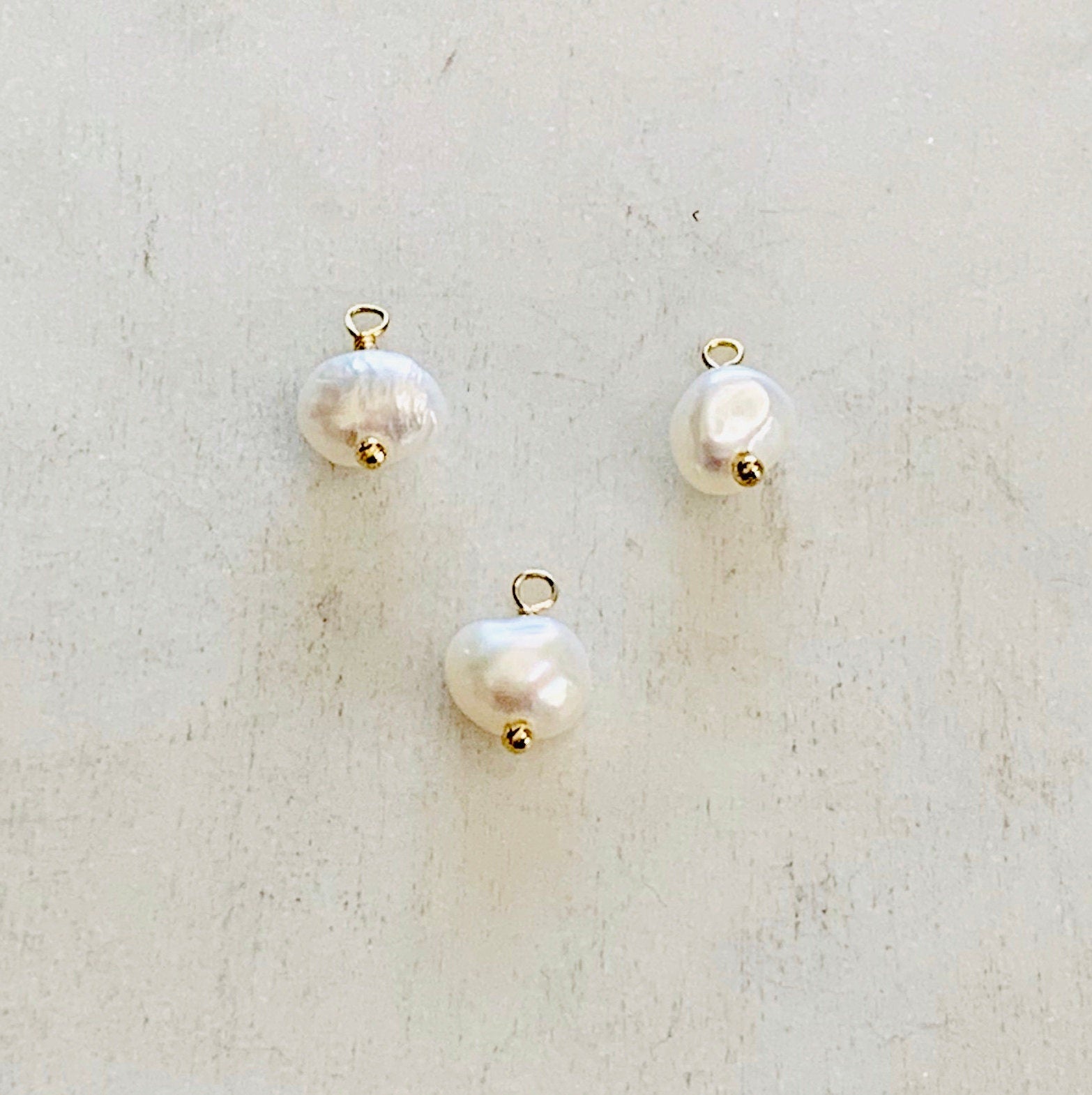 Gold Plated or Rhodium Plated or Silver Tiny Wire Wrapped Freshwater Pearl