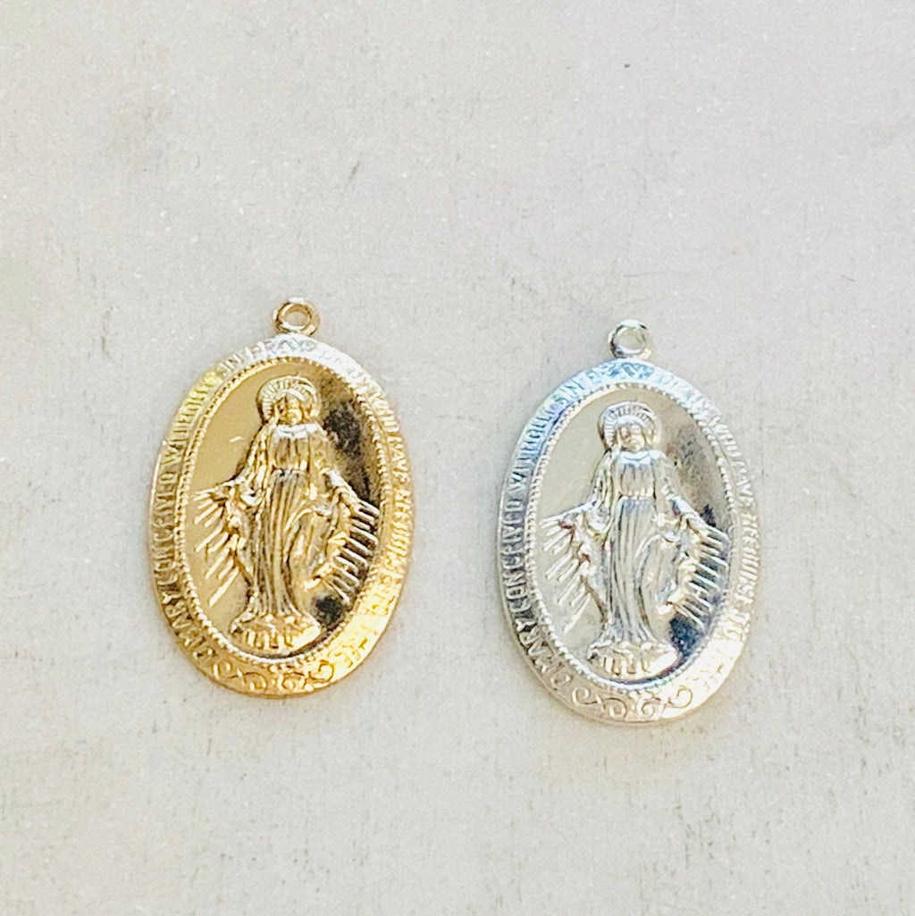 22mmx14mm Sterling Silver or 14K Gold Filled or Virgin Mother Mary Oval