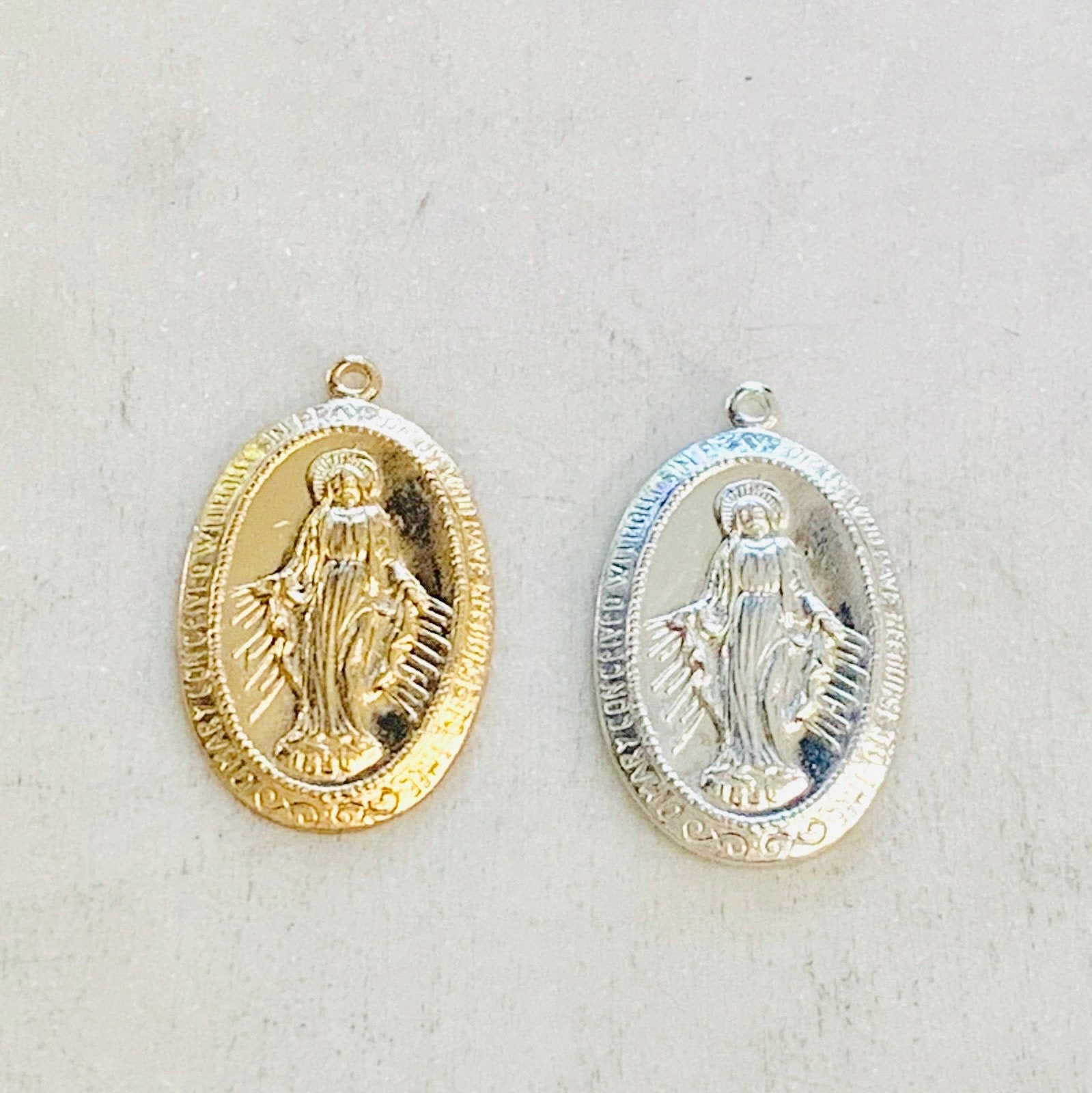 22mmx14mm Sterling Silver or 14K Gold Filled or Virgin Mother Mary Oval