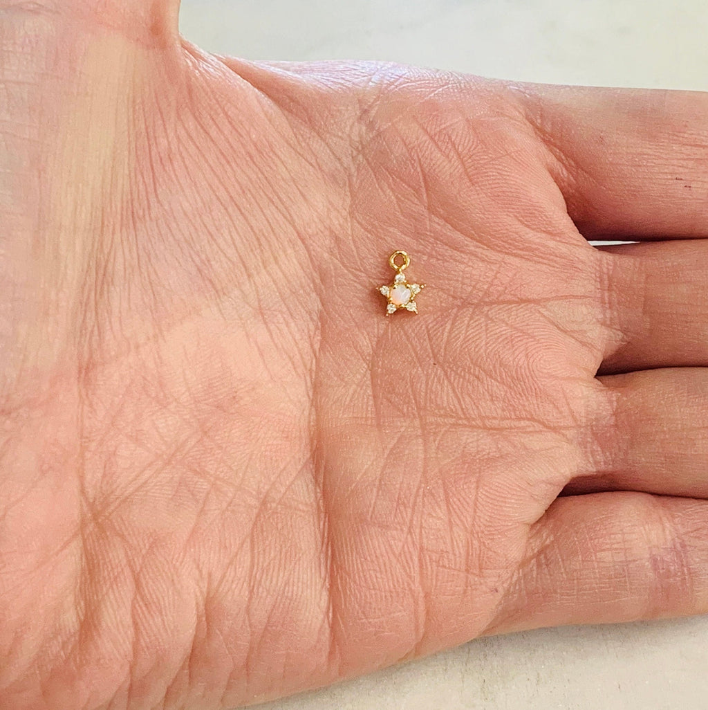 Gold Plated Tiny Small Star Celestial Opal Vintage Charm Gold Coin (2pc)