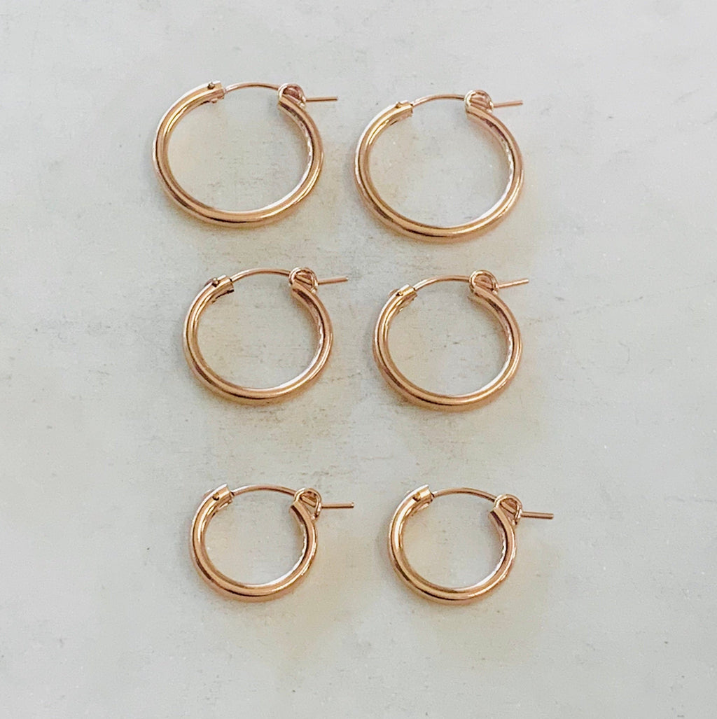 Sterling Silver or Gold Filled 14Kt Thick Flex Tube Hoop Earrings 22mm (2pc)