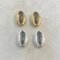 14mmx9mm Pewter Tiger Cowrie Shell Ocean Nautical Bead