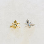 Gold Plated or Rhodium Plated Small CZ Pave Dragonfly Connector or 2 Loop