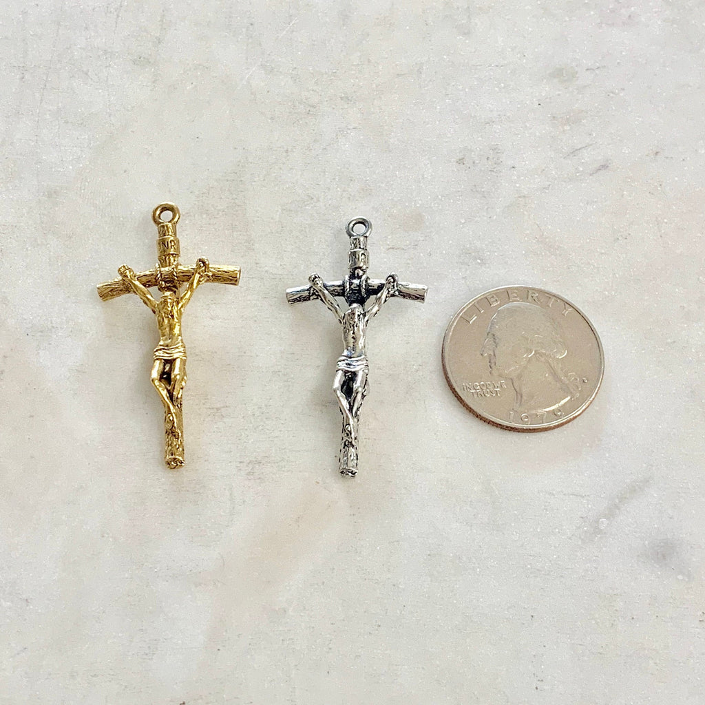 Pewter Large Crucifix Jesus Cross Charm Pendant Religious