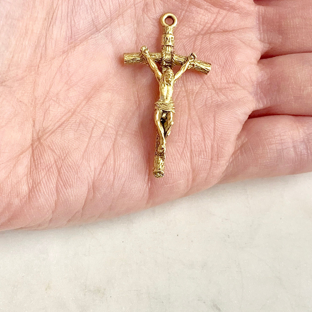 Pewter Large Crucifix Jesus Cross Charm Pendant Religious