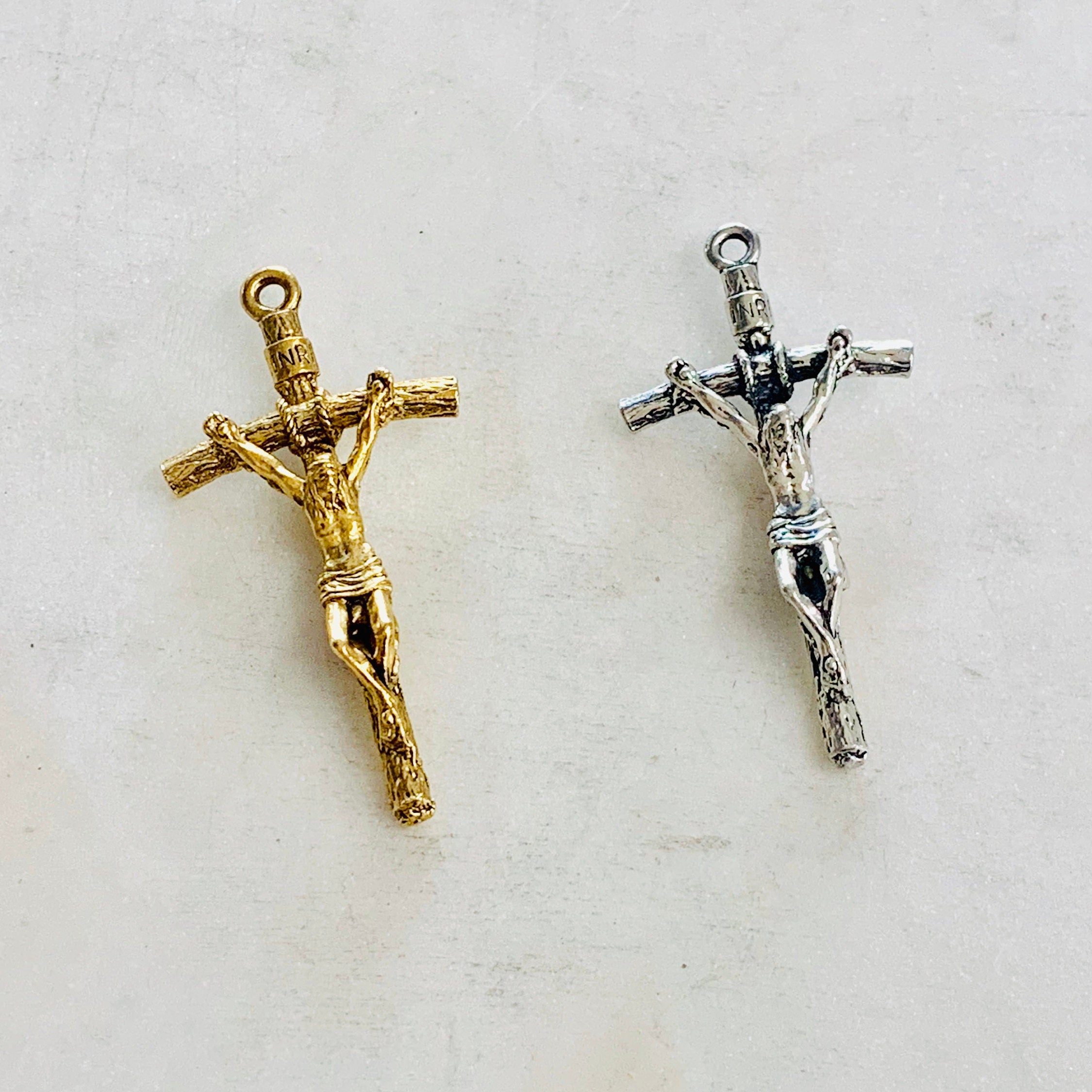 Pewter Large Crucifix Jesus Cross Charm Pendant Religious