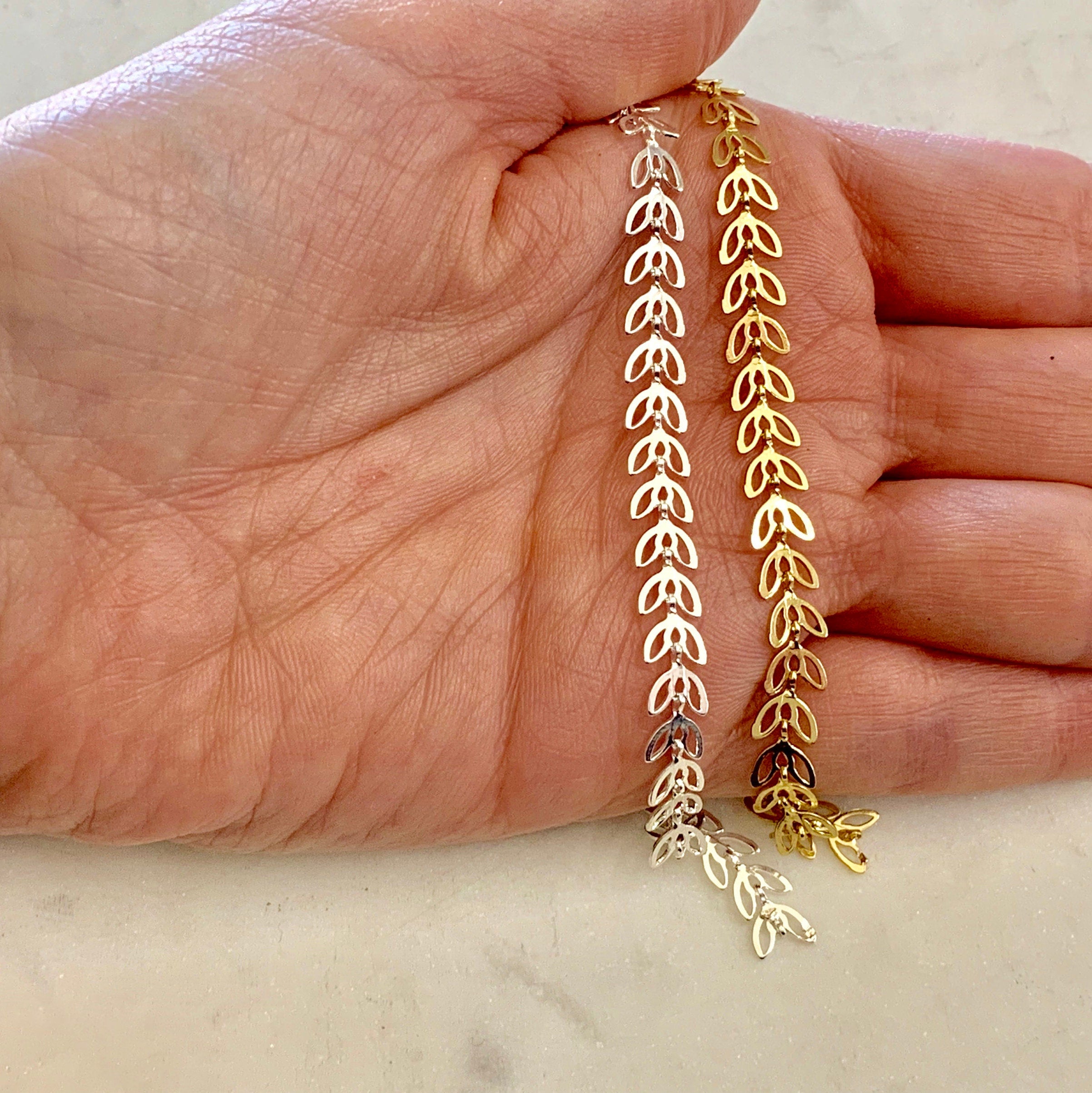 6.4mmx5mm Brass Gold or Silver Plated Butterfly Chevron – Sold by the Foot