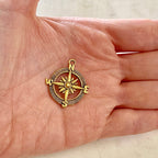 Pewter Round Compass Charm Metal Navigation Traveler Pendant