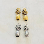 Pewter Metal 3D Tropical Pineapple Charm Hawaii Vacation Fruit (2pc)