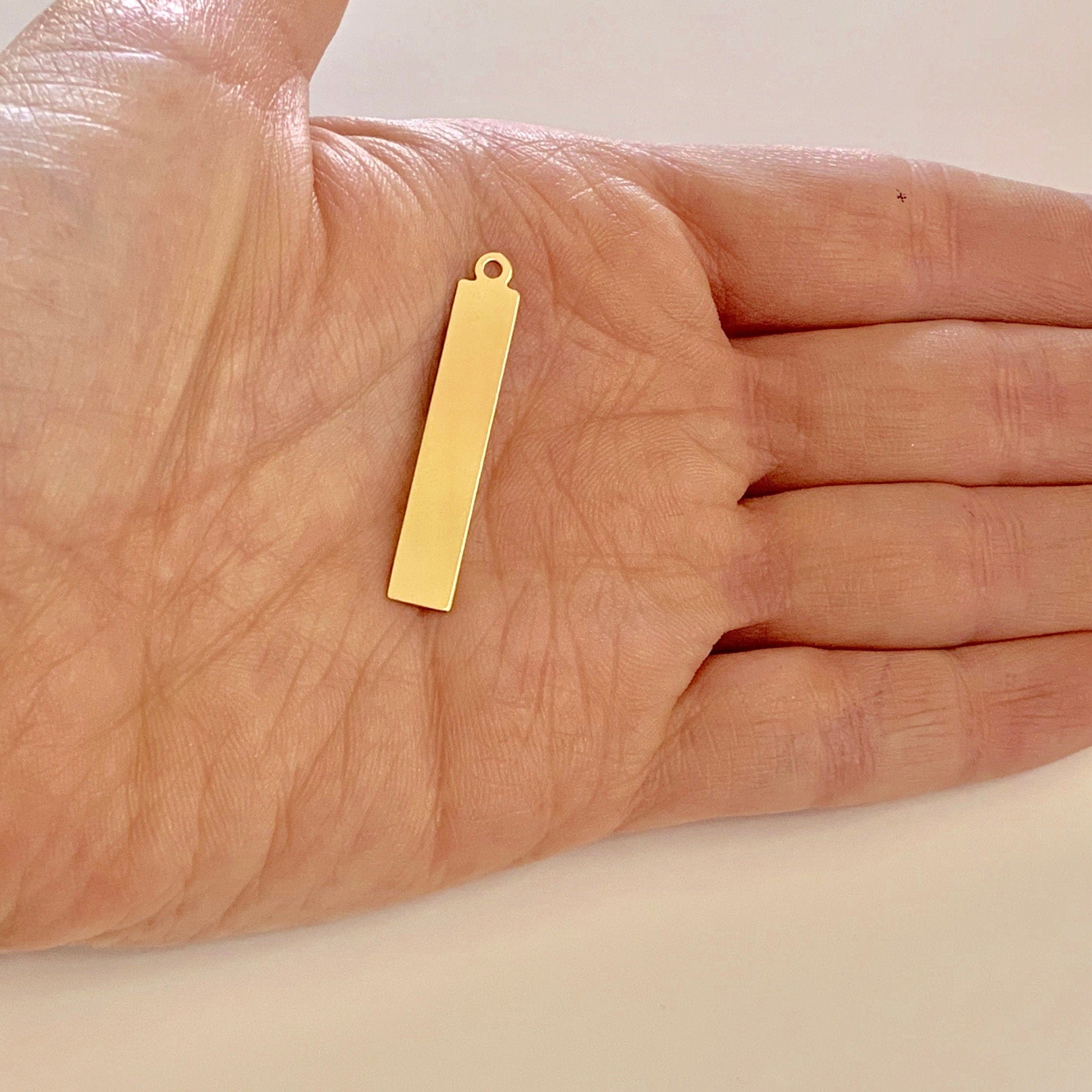 Sterling Silver or 14K Gold Filled Long Rectangle Bar 5mm x 32mm 24 Gauge