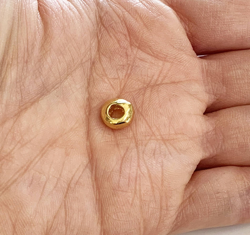 Sterling Silver or Vermeil Artisan Organic Shape Thick Rondelle 7MM Round