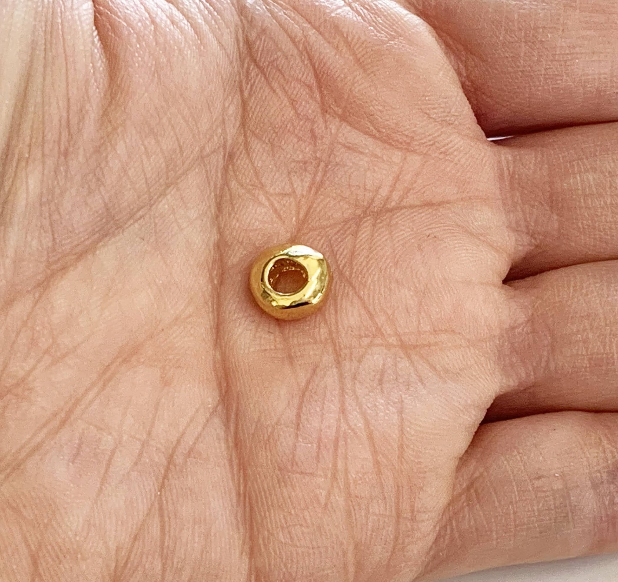 Sterling Silver or Vermeil Artisan Organic Shape Thick Rondelle 7MM Round