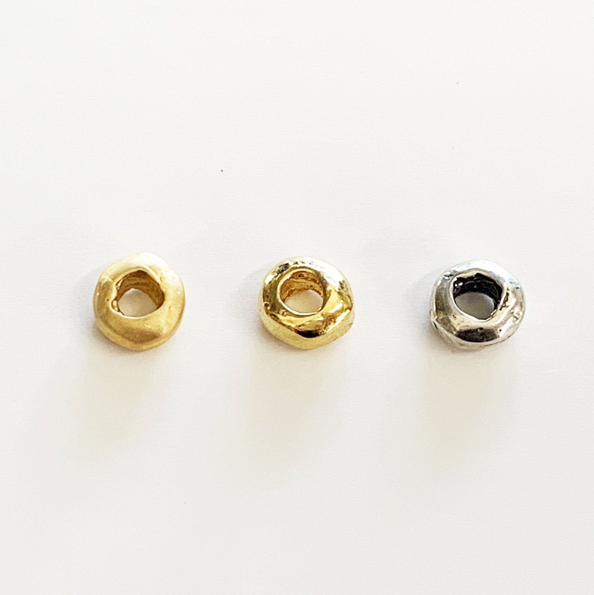 Sterling Silver or Vermeil Artisan Organic Shape Thick Rondelle 7MM Round