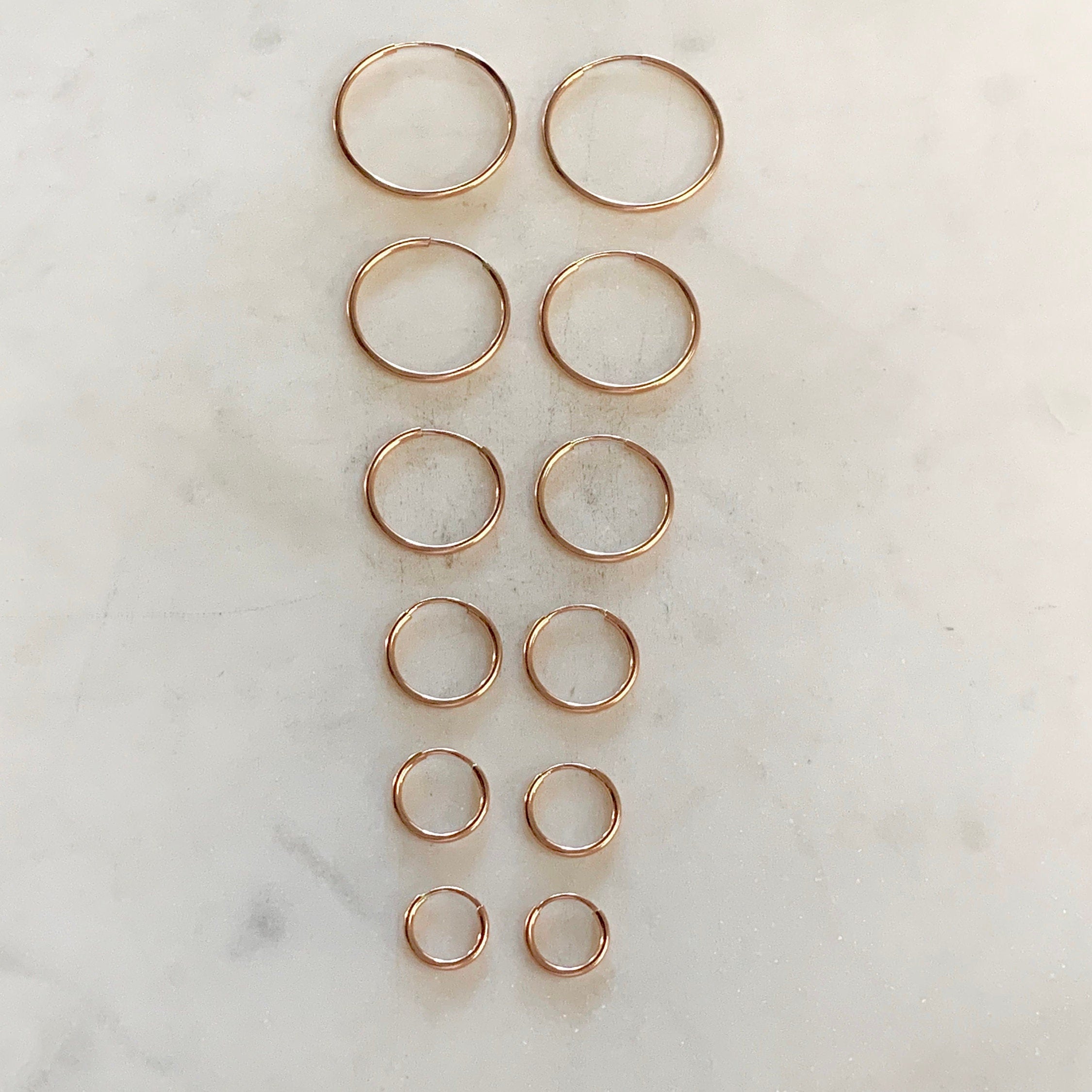 Rose Gold Filled 14K Small Endless Hoop Earrings 9mm 12mm 14mm 16mm 20mm (2pc)