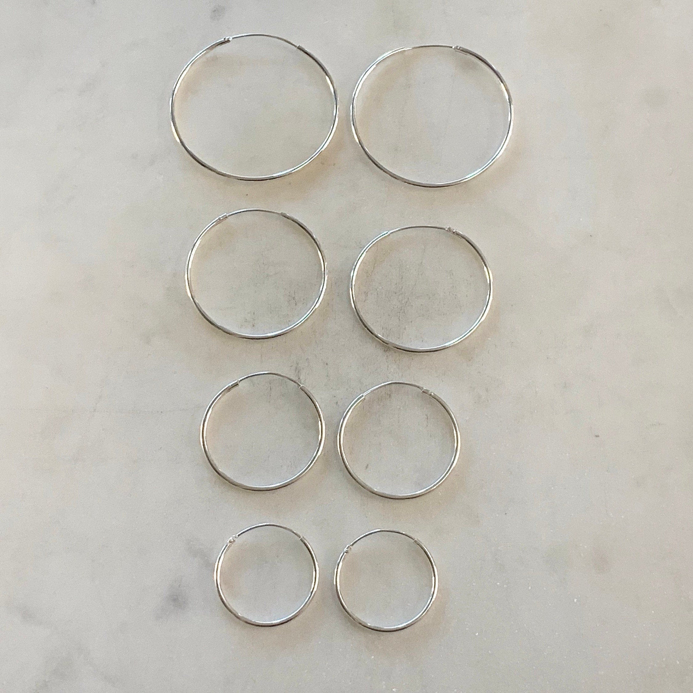 Sterling Silver Small Endless Hoop Earrings 20mm 24mm 30mm 35mm Earring (2pc)