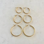 Gold Filled Thick Flex Tube Hoop Earrings 34mm 27mm 22mm Earring (2pc)