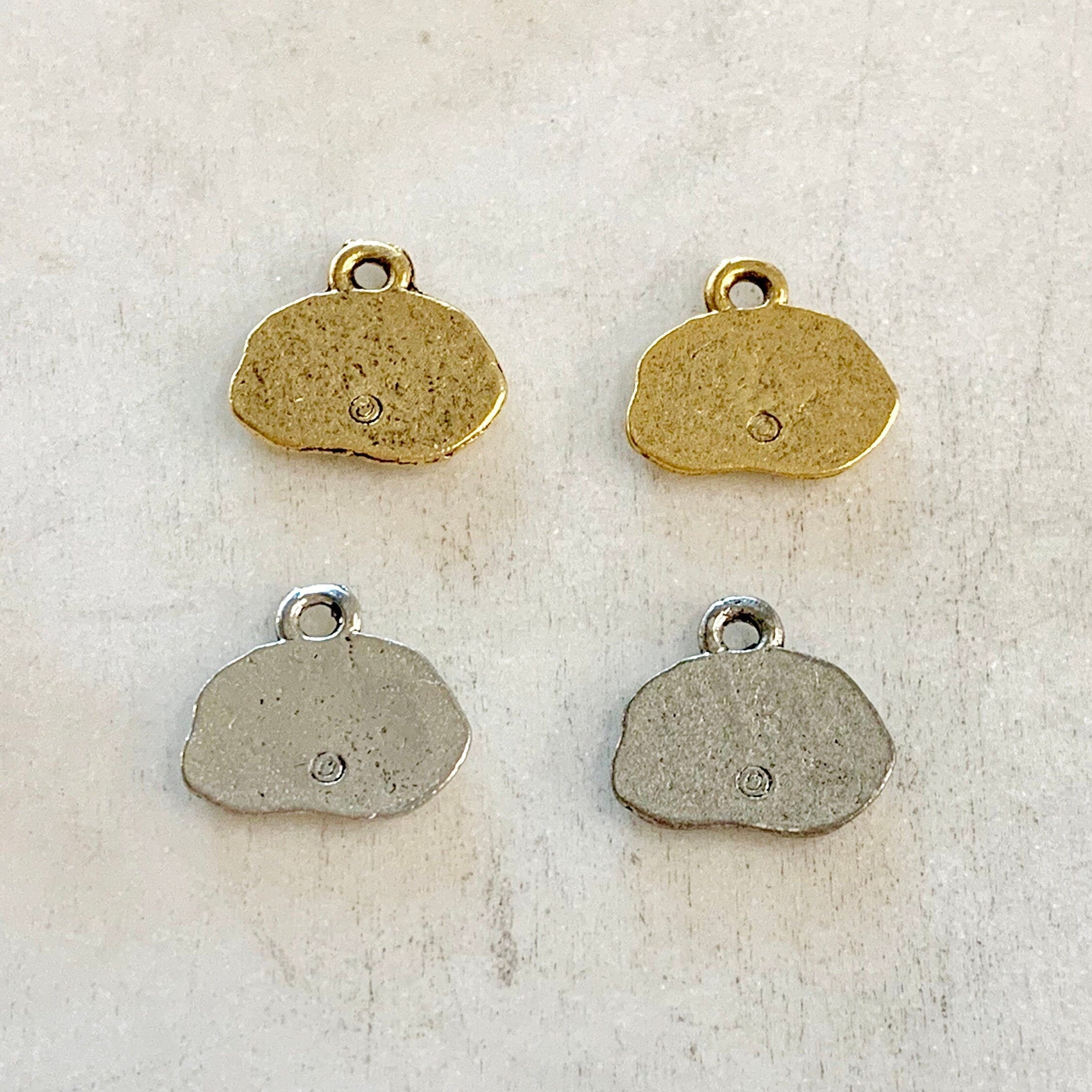 Pewter Wide Oval with Spirit Stamped Charm Pendant (2pc)