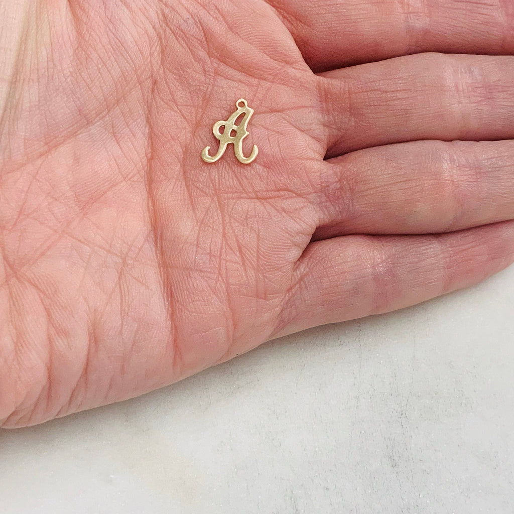 14K Gold Filled Alphabet Script Letter Cut Out Charm Pendant