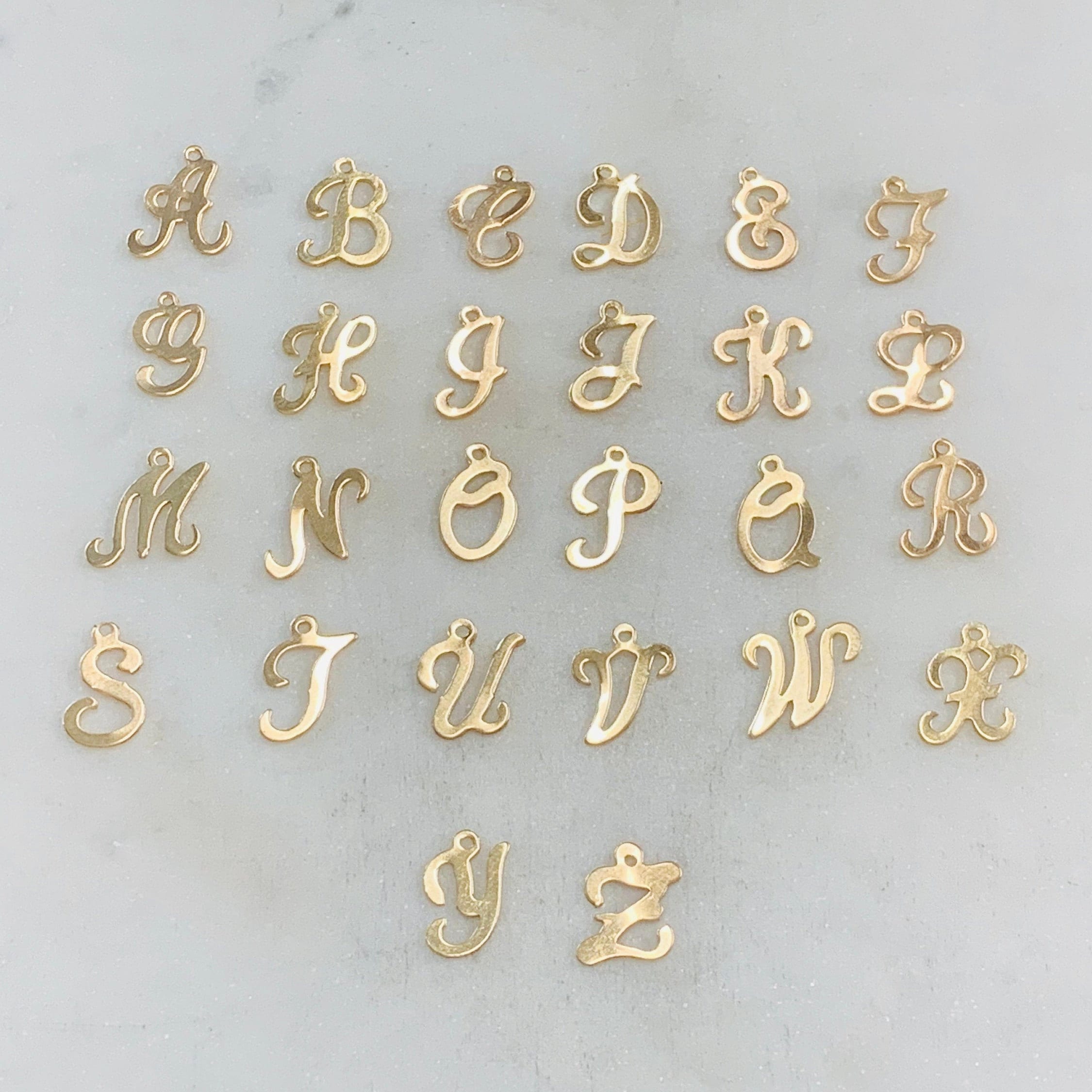 14K Gold Filled Alphabet Script Letter Cut Out Charm Pendant