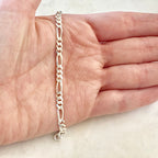 4.25mm Sterling Silver Diamond Cut Thick Figaro Curb Chain – Sold by the Foot – Silver
