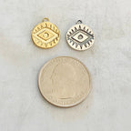 Sterling Silver or Vermeil Evil Eye Disc Charm Coin or Religious Protection