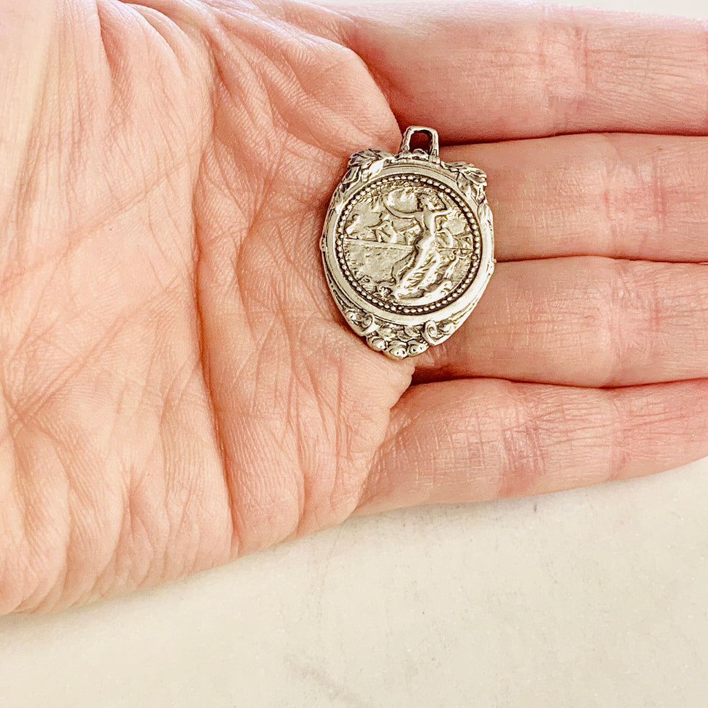 Sterling Silver or Vermeil Large Double Sided Italian Coin or Nature-Scape