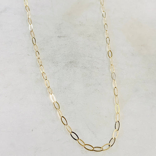 14K Gold Filled 5.7mm x 2.8mm Chain Flat Hammered Oval – Sold by the Foot