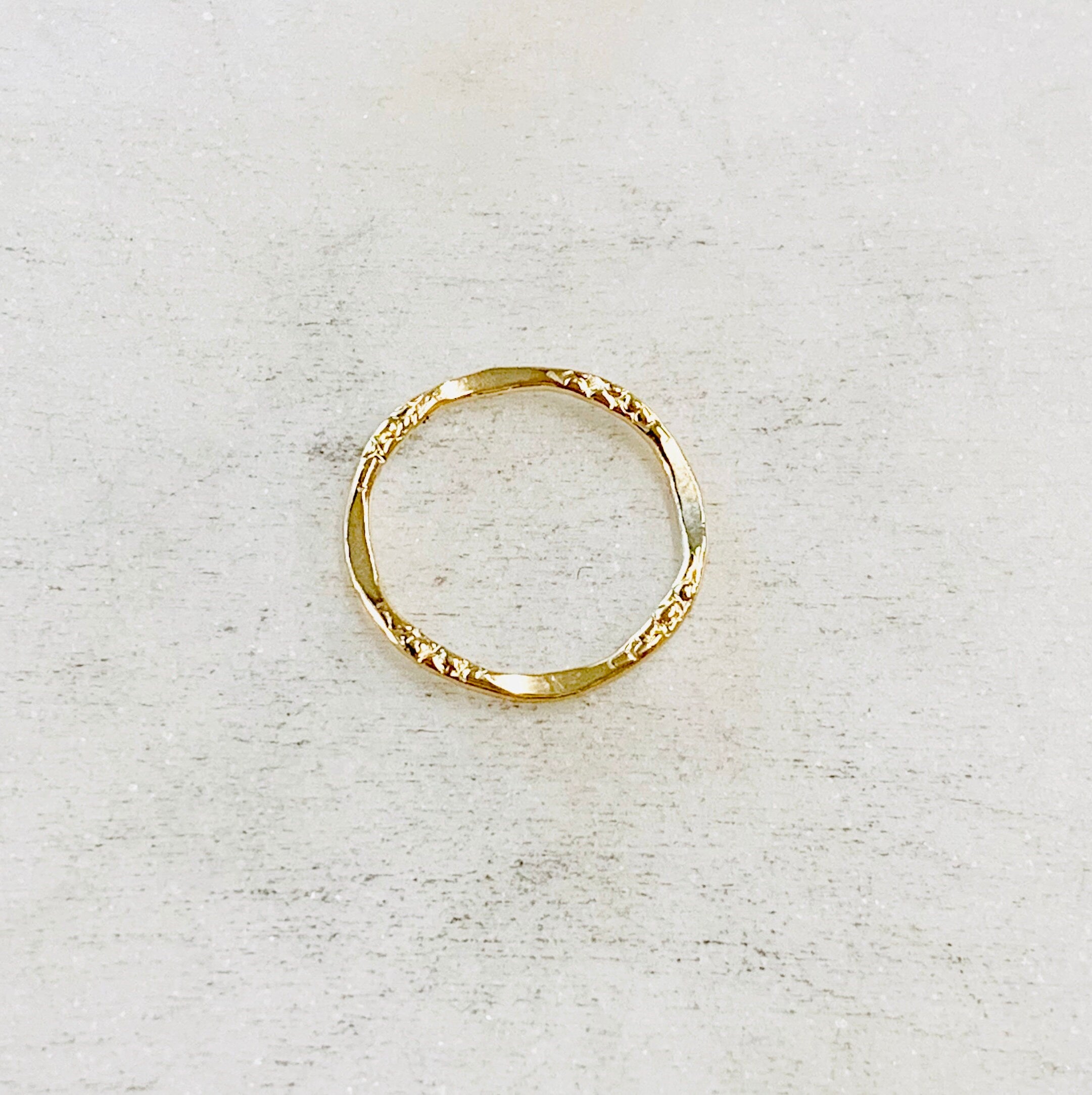 14K Gold Filled Delicate Textured Hammered Ring Open Circle Disc Coin (15mm)