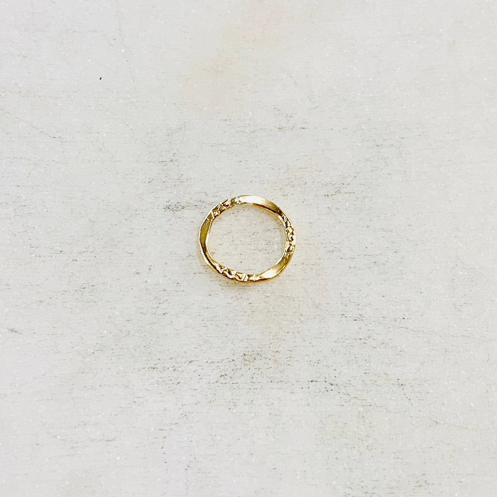14K Gold Filled Delicate Textured Hammered Ring Open Circle Disc Coin (11mm)