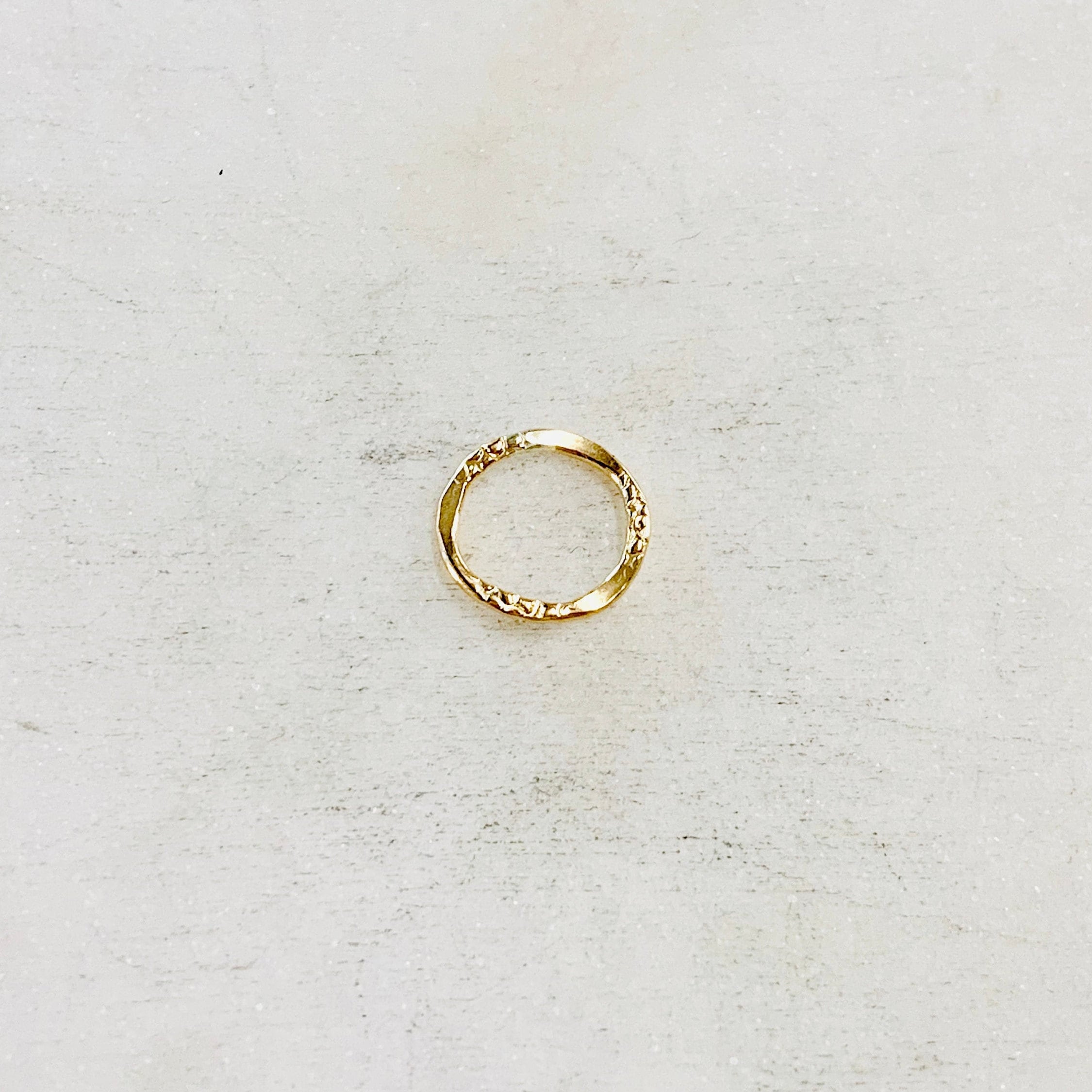 14K Gold Filled Delicate Textured Hammered Ring Open Circle Disc Coin (11mm)