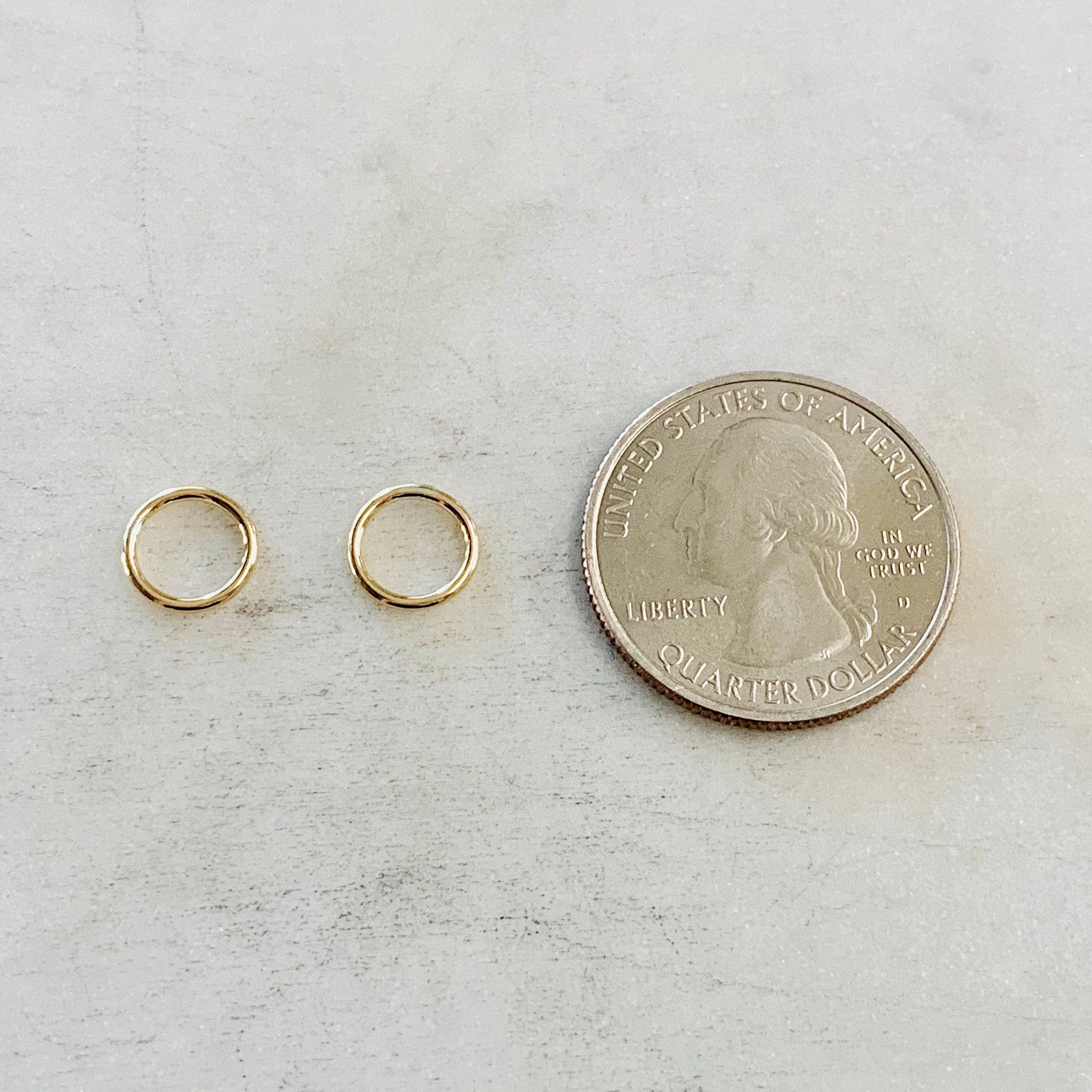 14K Gold Filled 8.5mm Shiny Gold Smooth Connector Ring Open Circle Charm (2pc)