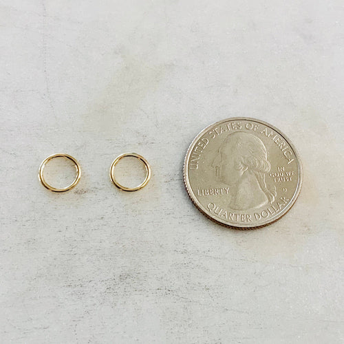 14K Gold Filled 8.5mm Shiny Gold Smooth Connector Ring Open Circle Charm (2pc)