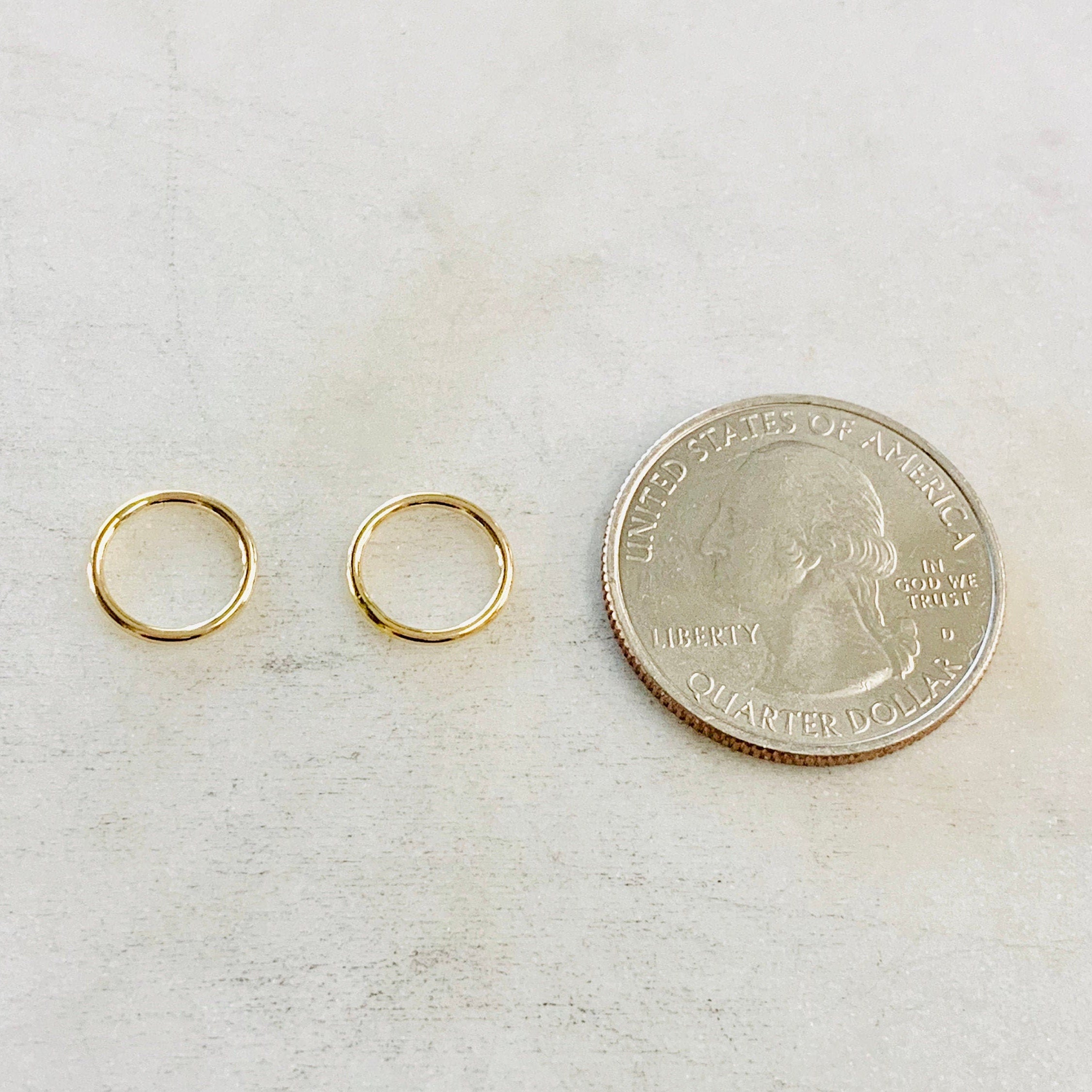 14K Gold Filled 10mm Shiny Gold Smooth Connector Ring Open Circle Charm (2pc)