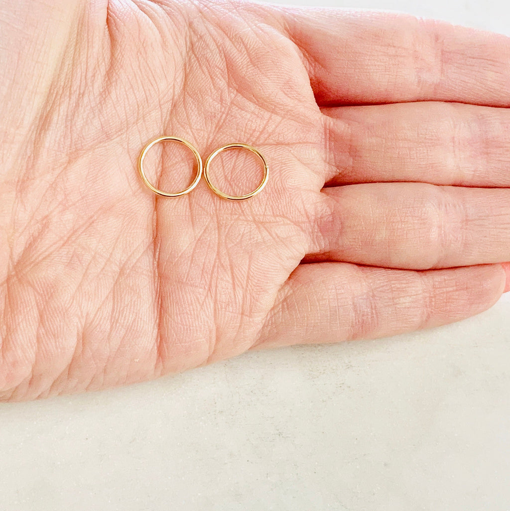 14K Gold Filled 12mm Shiny Gold Smooth Connector Ring Open Circle Charm (2pc)