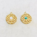 Gold Plated or Rhodium Plated Evil Eye Coin Turquoise Gold Round 20mm