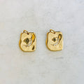 Gold Plated Rectangle Shape Crescent Moon CZ Charm Pendant