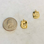 Gold Plated Rectangle Shape Crescent Moon CZ Charm Pendant