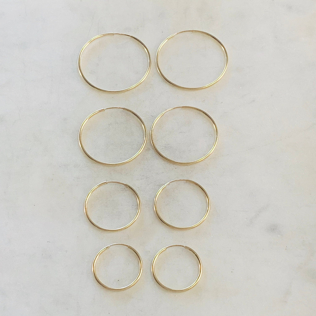 14K Gold Filled Large Endless Hoop Earrings 20mm 24mm 30mm 35mm Earring (2pc)