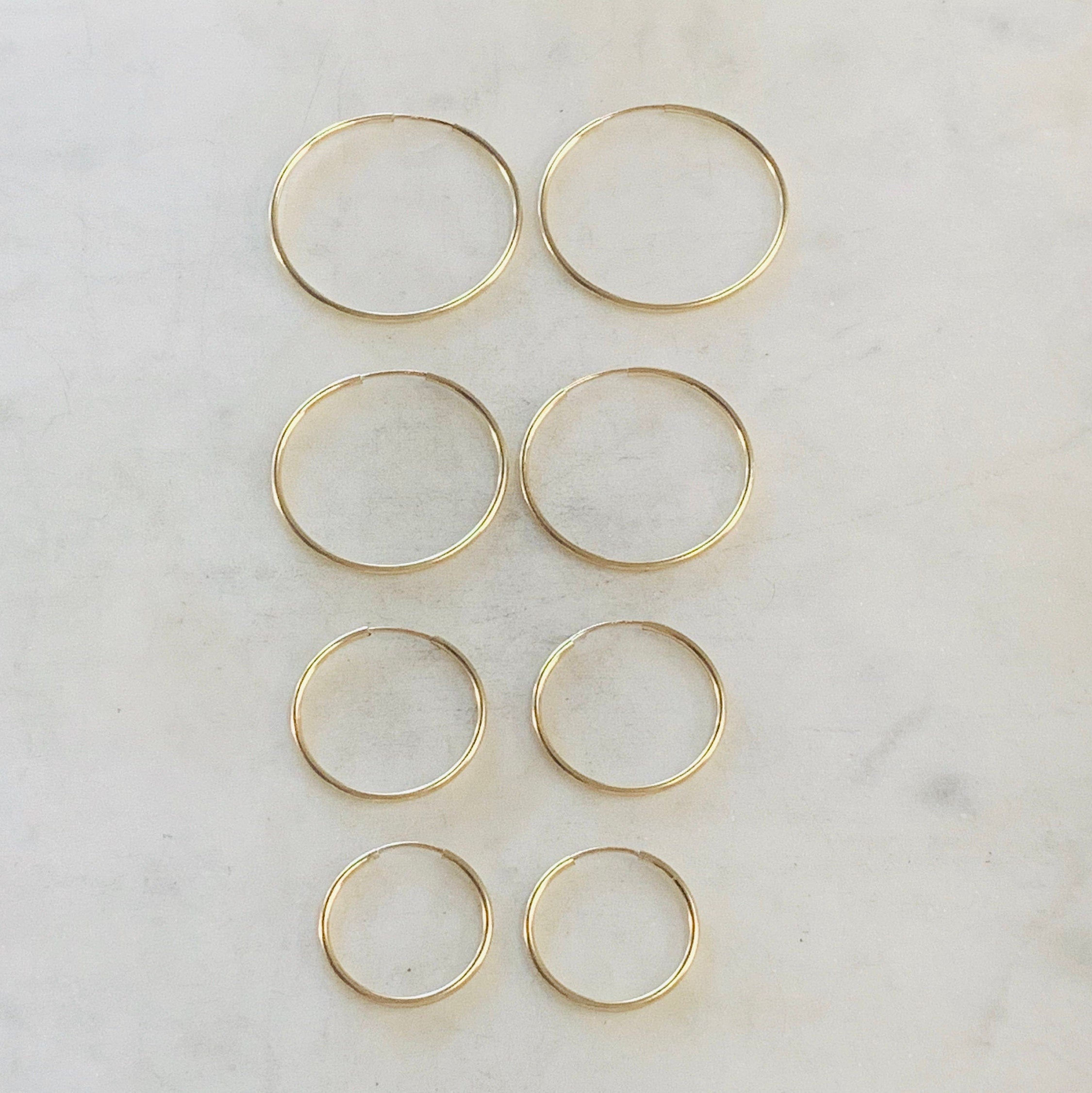 14K Gold Filled Large Endless Hoop Earrings 20mm 24mm 30mm 35mm Earring (2pc)