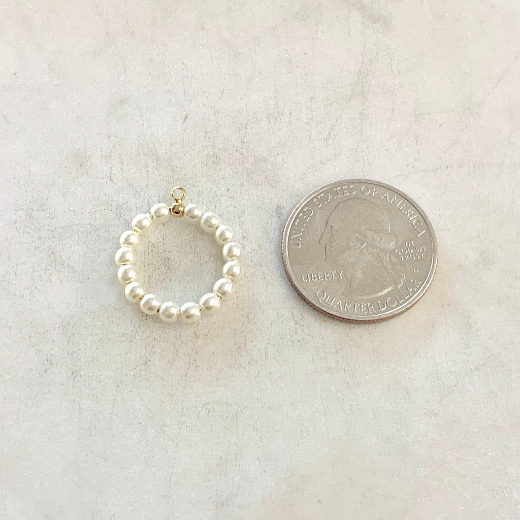 Gold Plated Pearl Beaded Charm Pendant Pearl Bead Pendant