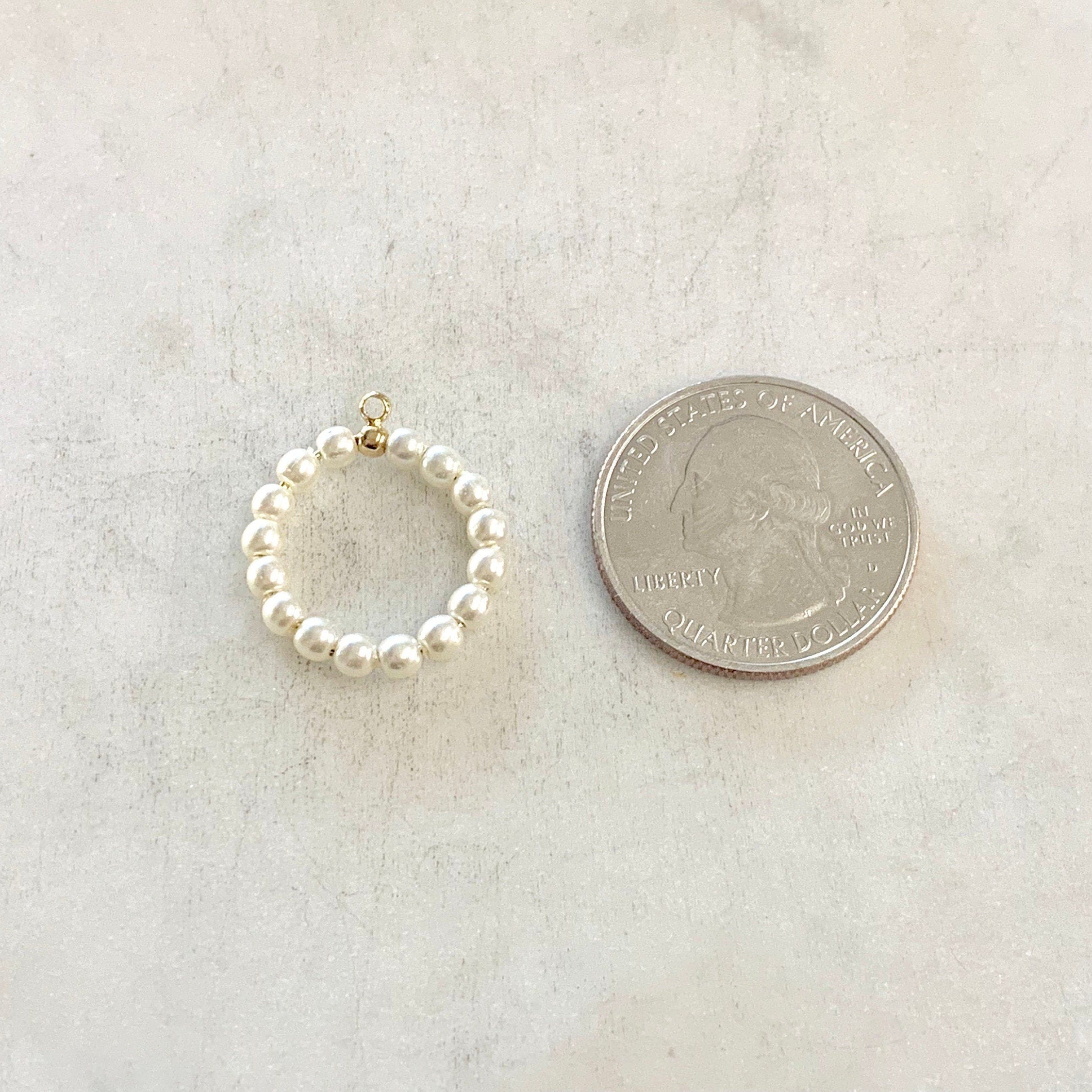 Gold Plated Pearl Beaded Charm Pendant Pearl Bead Pendant