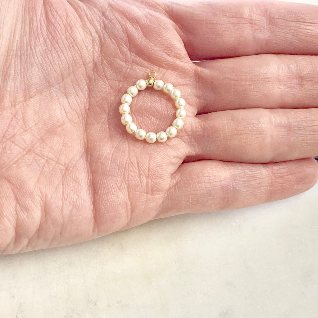 Gold Plated Pearl Beaded Charm Pendant Pearl Bead Pendant