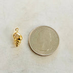 Gold Plated Cubic Zirconia Conch Shell Charm Pendant Ocean Nautical