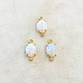 Gold Plated Tiny Oval Opal Cubic Zirconia Dainty Drop Bezel Charm