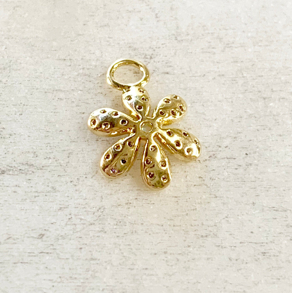Gold Plated or Rhodium Plated Dainty Daisy Flower Opal Cubic Zirconia Pave CZ