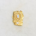 Gold Plated Whimsical Organic Square Vintage Opal Cubic Zirconia