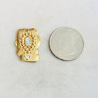 Gold Plated Whimsical Organic Square Vintage Opal Cubic Zirconia